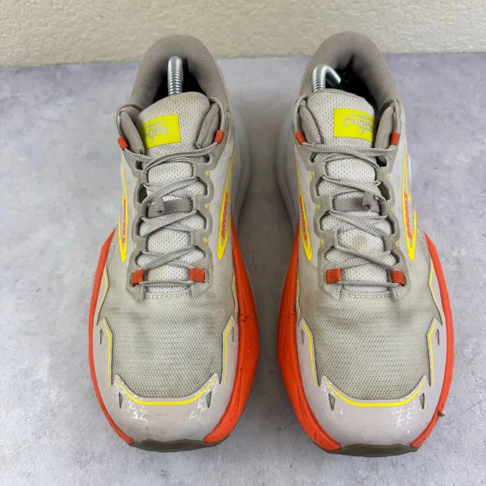 Brooks Caldera 7 Shoes Mens Size 10.5 Beige Trail Running DNA Loft Beige/ Orange